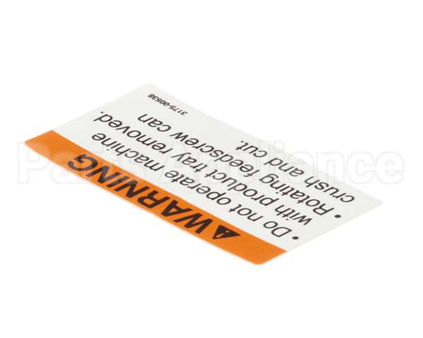 01-403175-00538 Berkel Label, Tray Warning