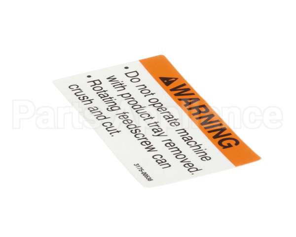 01-403175-00538 Berkel Label, Tray Warning