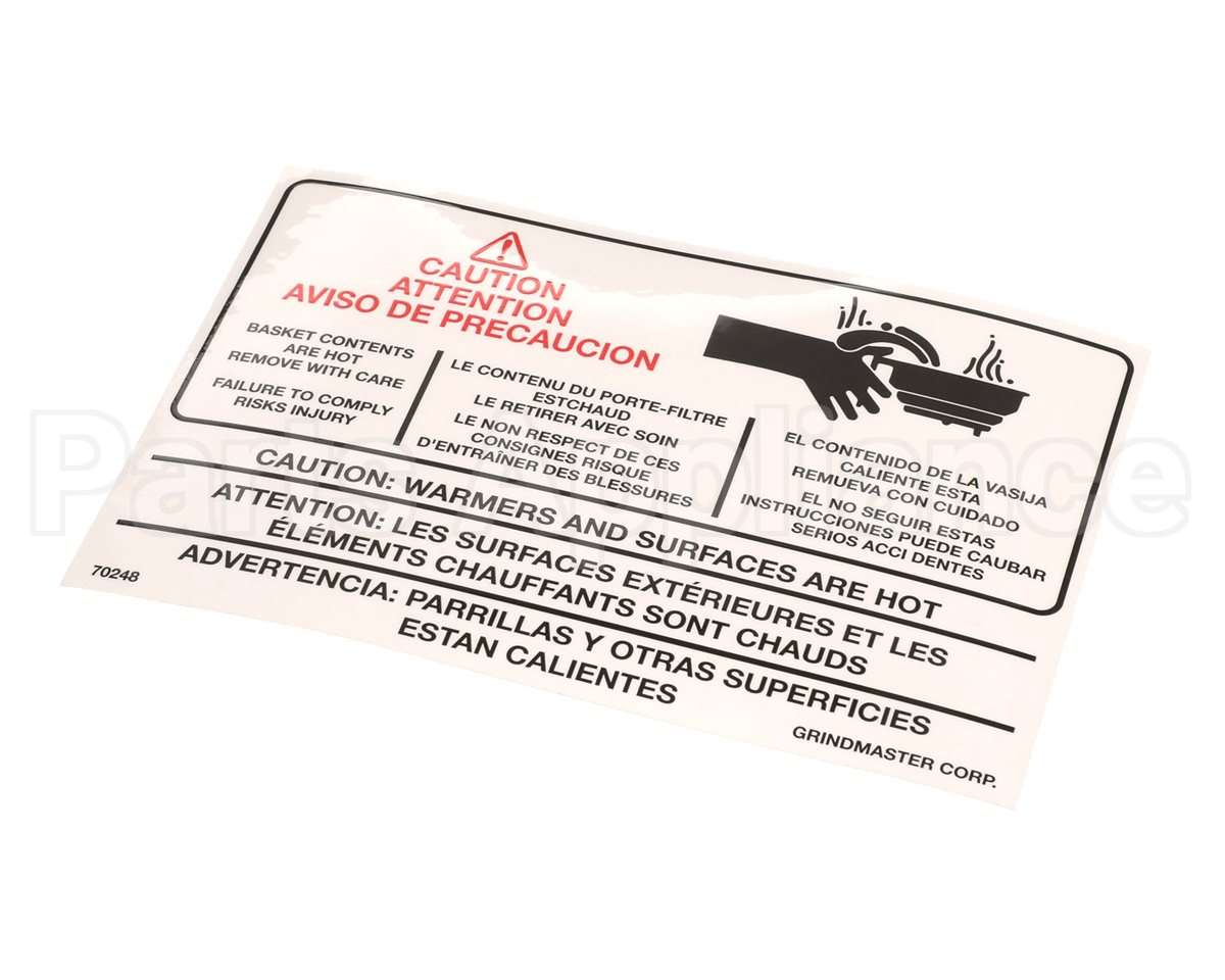 070248 Grindmaster Cecilware Label Warning A546-213