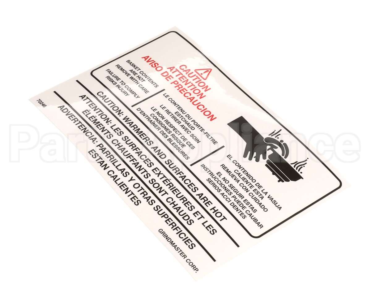 070248 Grindmaster Cecilware Label Warning A546-213