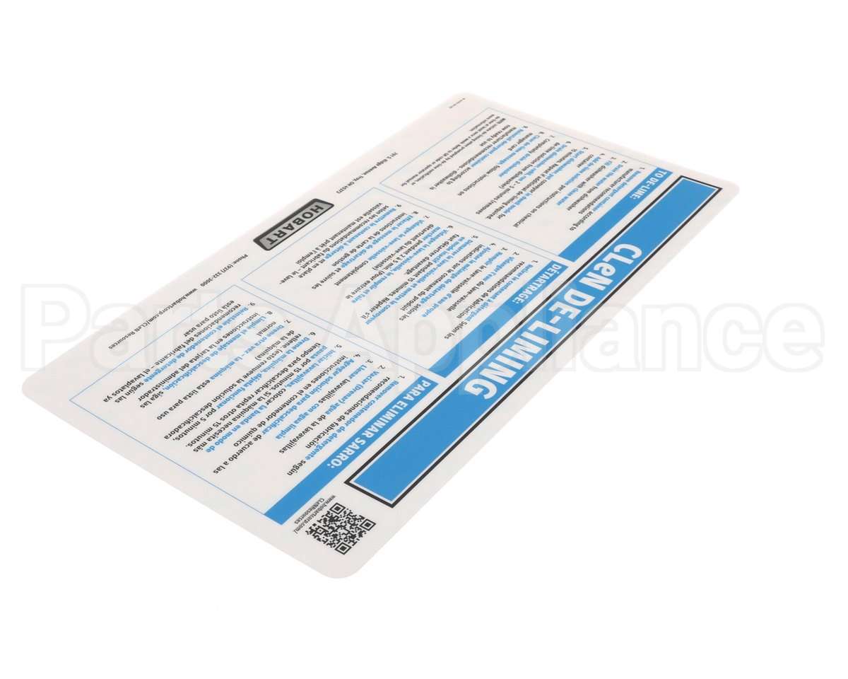 0F-047614 Hobart Label, De-Lime Instructions (T