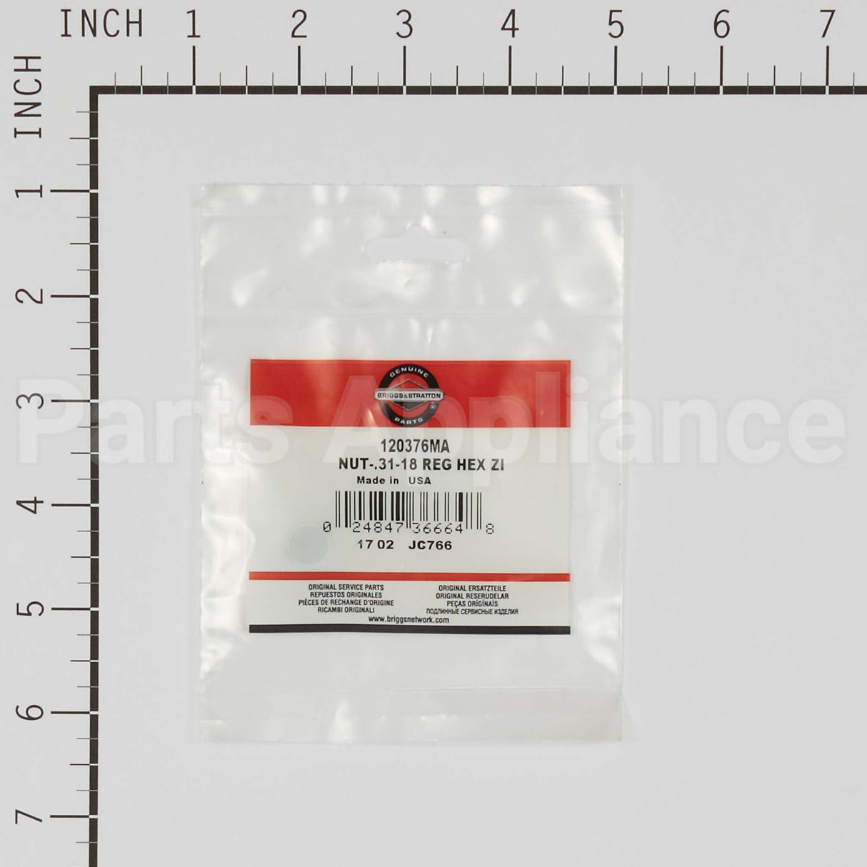 120376MA Briggs & Stratton Nut-.31-18 Reg Hex Zi