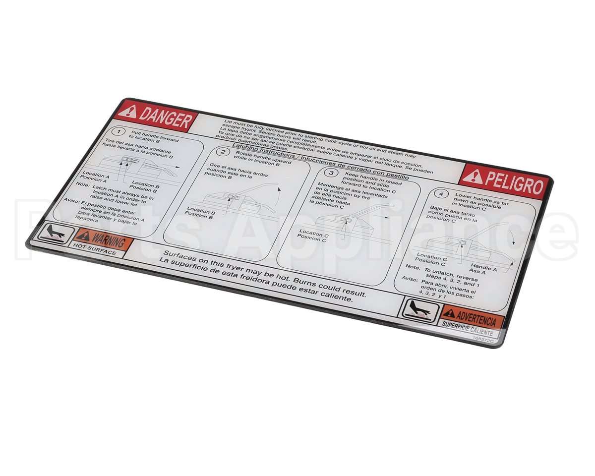 168572 Henny Penny Label-Lid Instr Eng/Spa