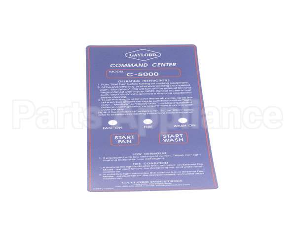 16907 Gaylord C-5000 Mylar Faceplate