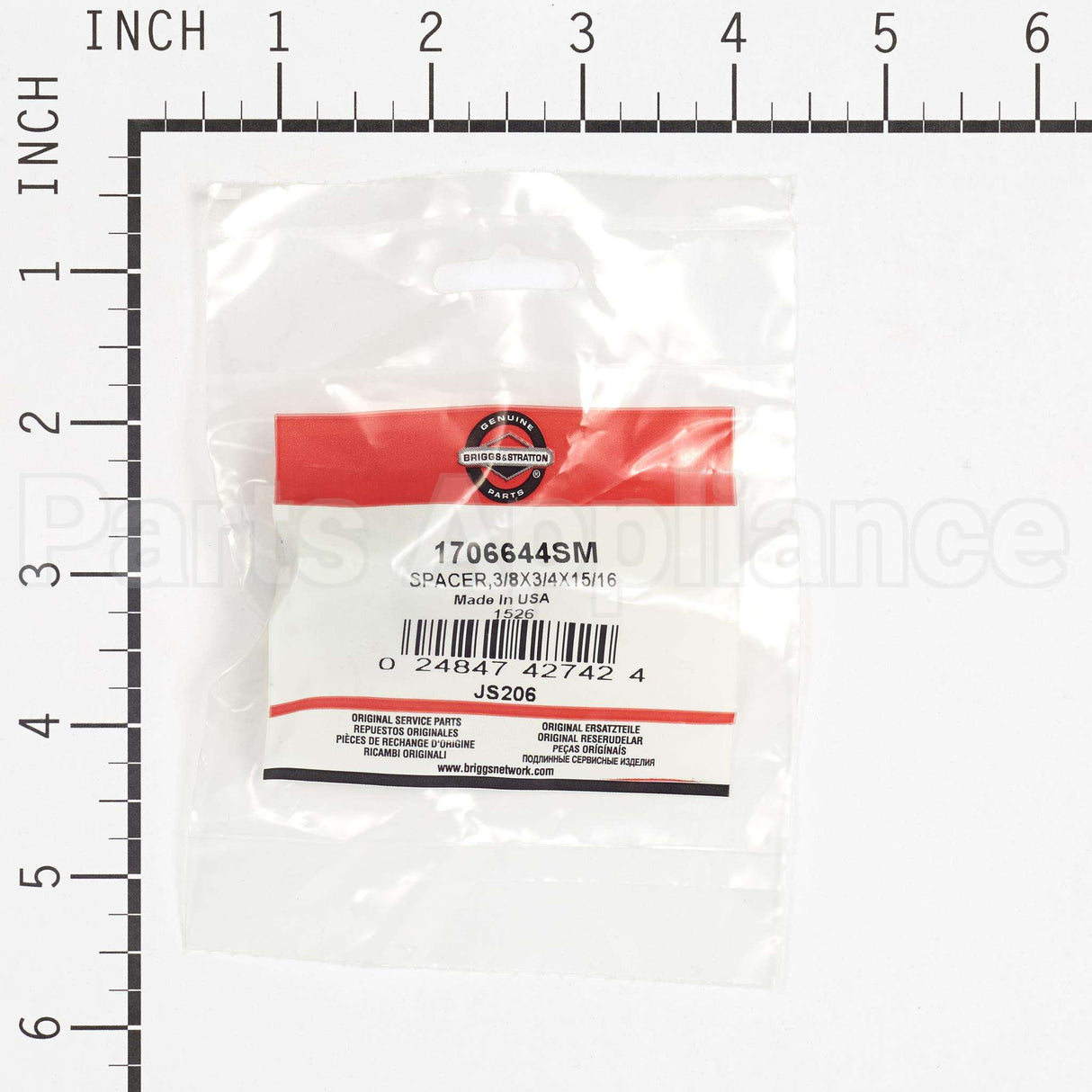 1706644SM Briggs & Stratton Spacer3/8X3/4X15/16