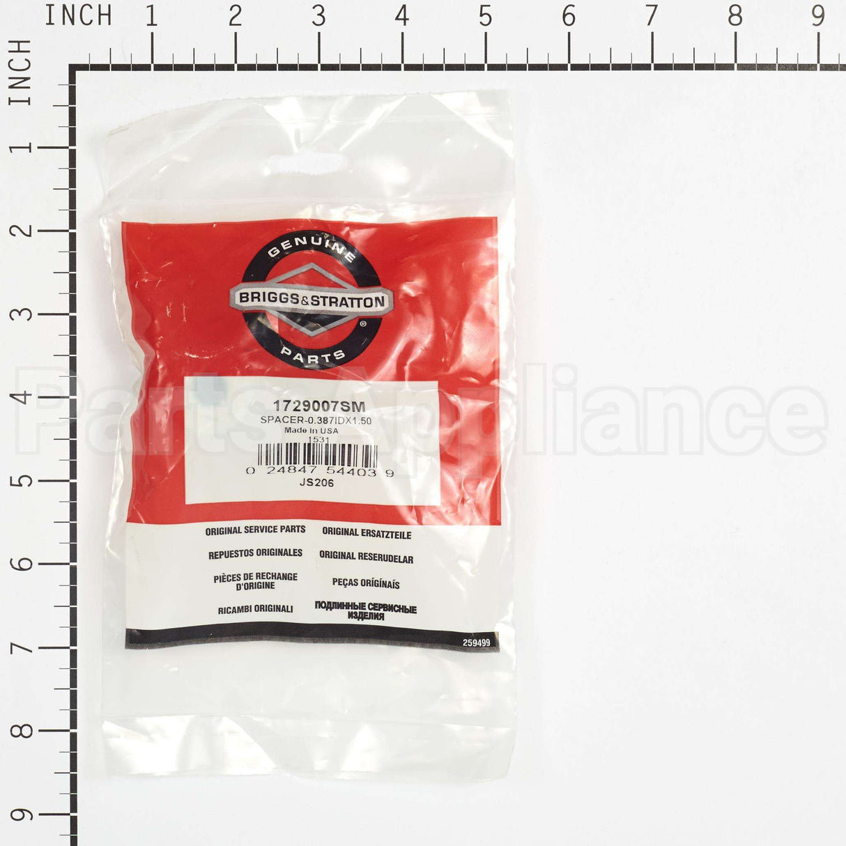 1729007SM Briggs & Stratton Spacer-0.387Idx1.50