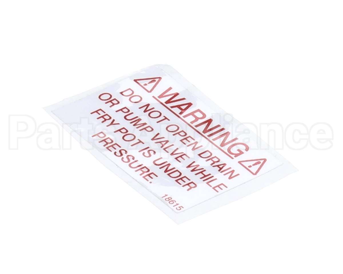 18615 Henny Penny Label - Drain Valve Warning