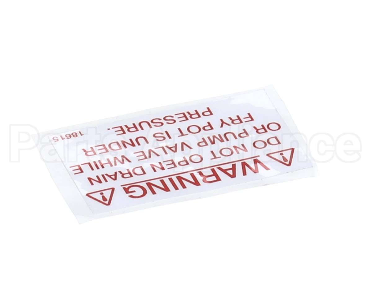 18615 Henny Penny Label - Drain Valve Warning