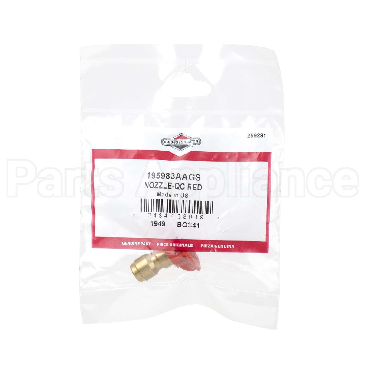 195983AAGS Briggs & Stratton Nozzle-Qc Red