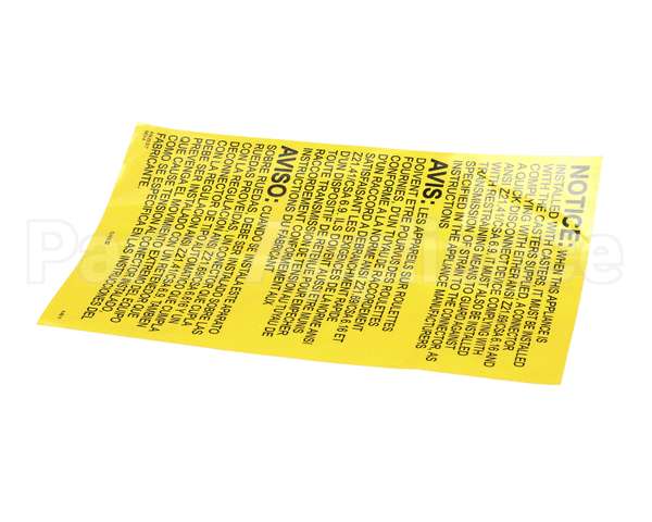 23317 Ultrafryer Decal, Instruction Gas Fryr Se