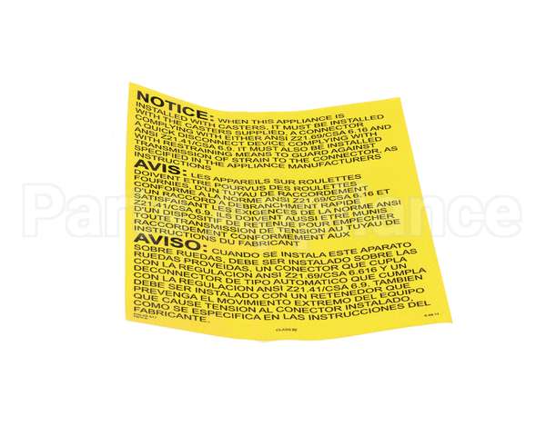 23317 Ultrafryer Decal, Instruction Gas Fryr Se