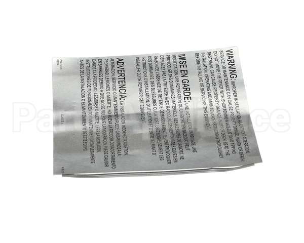 23376 Ultrafryer Decal, Warning -Improper Insta