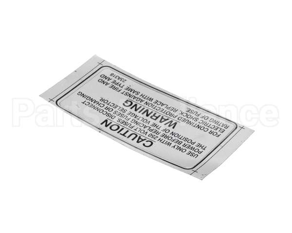 23A318 Ultrafryer Decal, Warning 250V Fuse Note