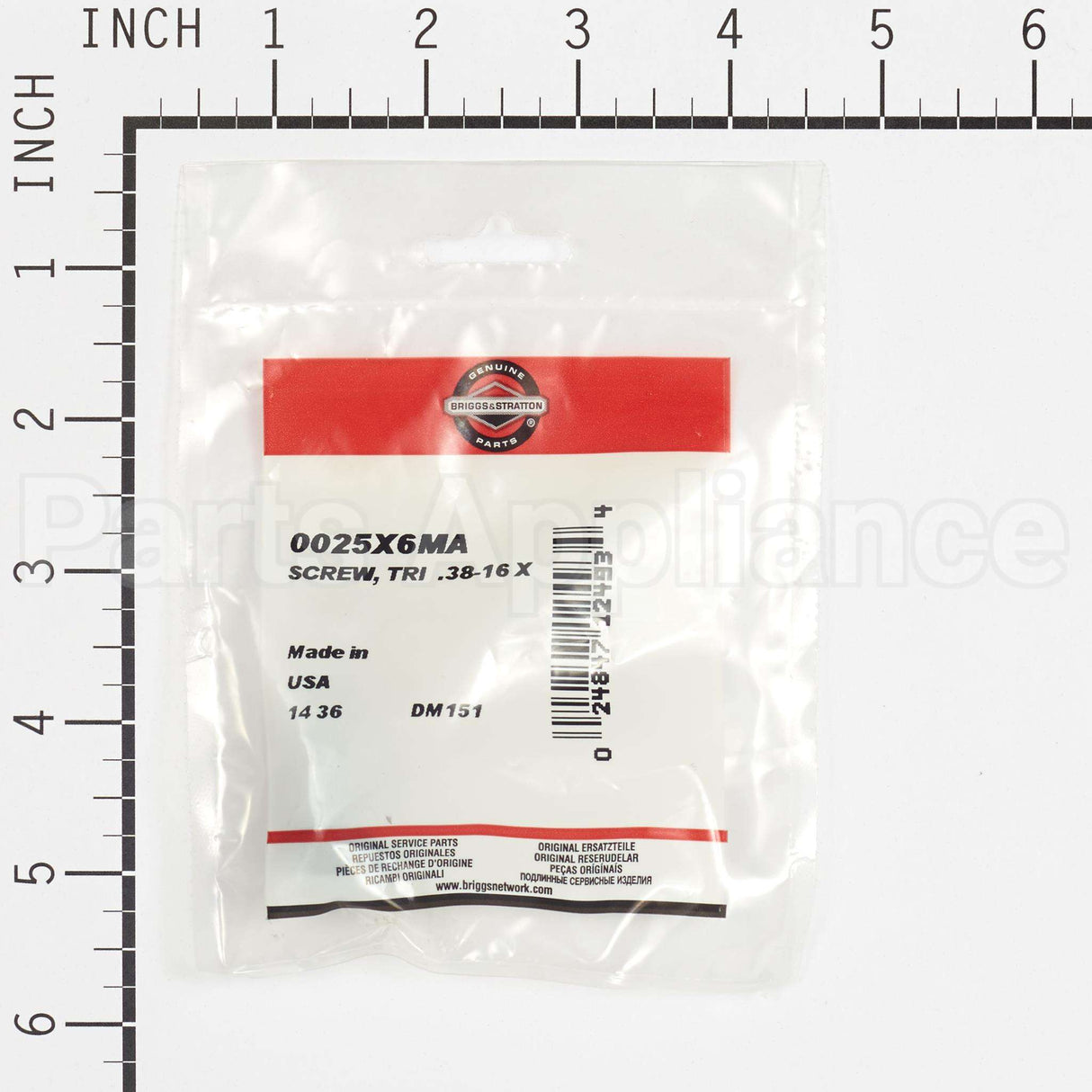 25X6MA Briggs & Stratton Screw Tri .38-16 X