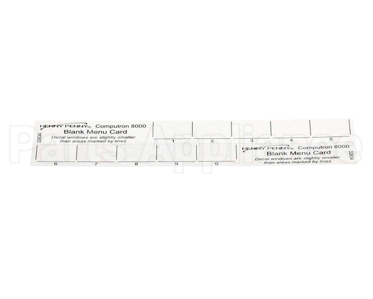 32634 Henny Penny Menu Card-C8000 Blank