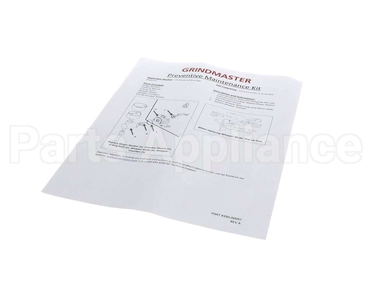 390-00097 Grindmaster Cecilware Instructions Pm Kit Gb
