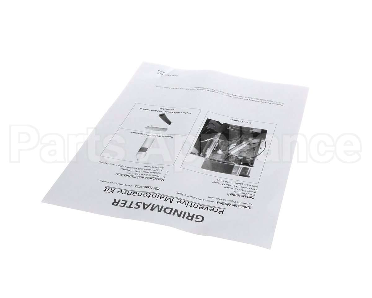 390-00110 Grindmaster Cecilware Instructions Pm Kit Korinto/Kobalto