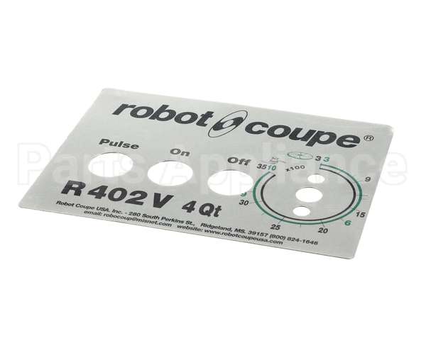 408006 Robot Coupe Data Plate R402V
