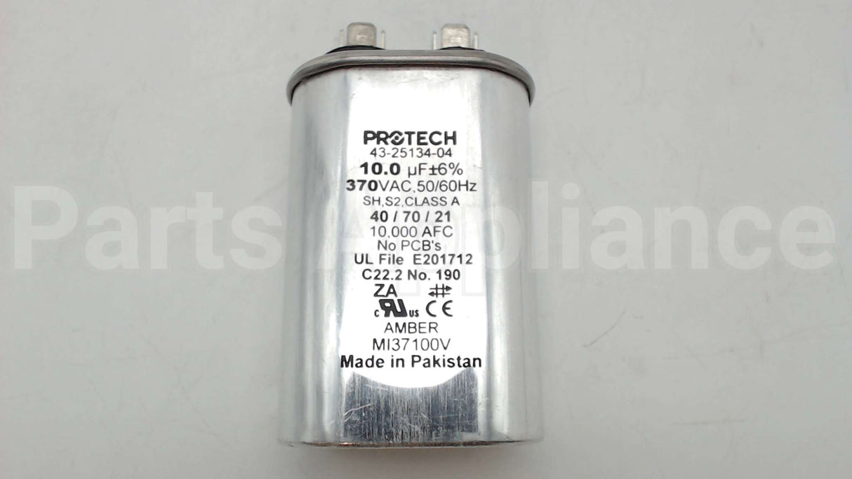 43-25134-04 Rheem-Ruud Run Capac 10 Mfd 370V Oval
