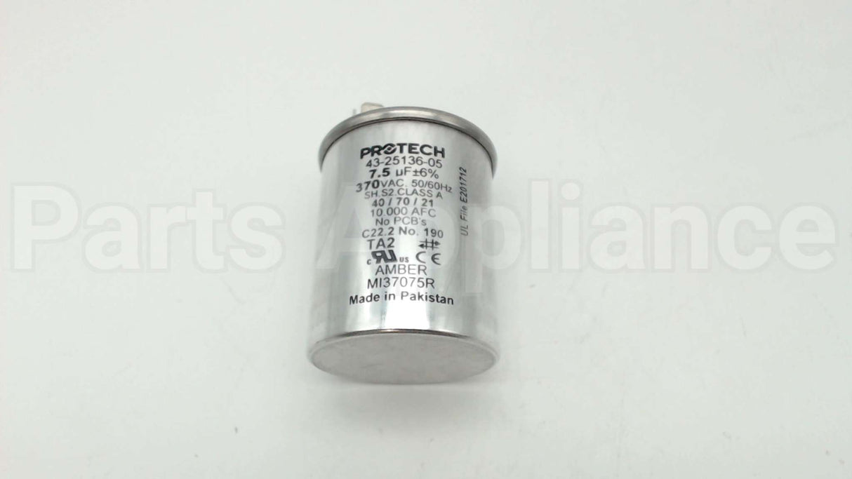 43-25136-05 Rheem-Ruud 7.5Mfd 370V Rnd Run Capacitor