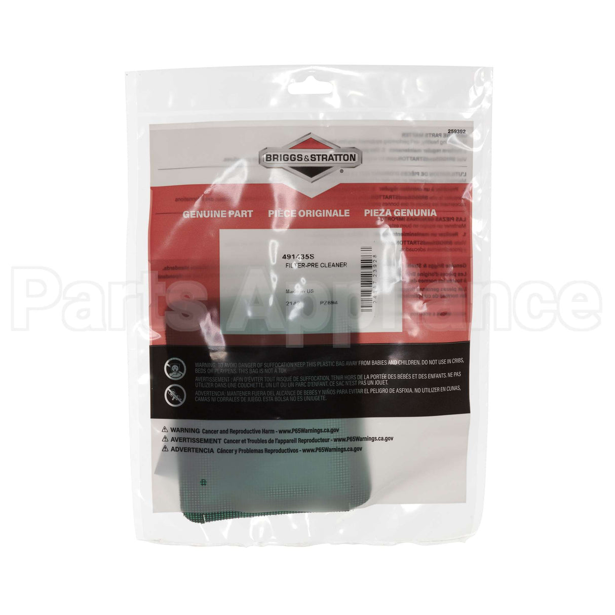 491435S Briggs & Stratton Filter-Pre Cleaner