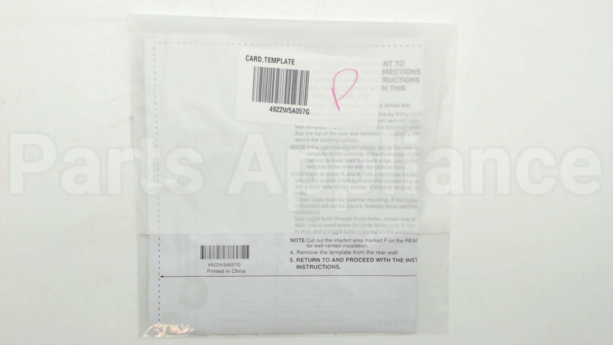 4922W5A057G LG Card,Template
