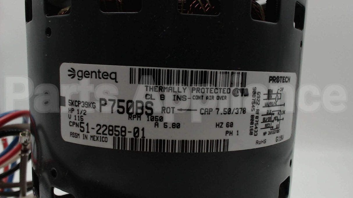 51-22858-01 Rheem-Ruud 1/2Hp 120V 1075Rpm 3Spd 48 Mtr