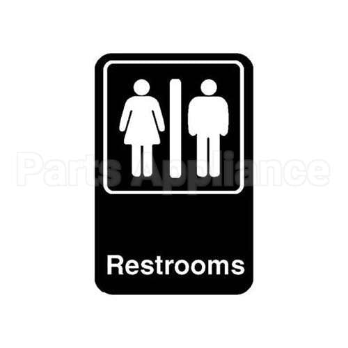 5617 Compatible Vollrath Sign, Restrooms, Black, 6X9"