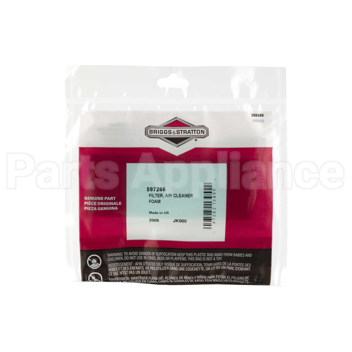 597266 Briggs & Stratton Filter Air Cleaner Foam