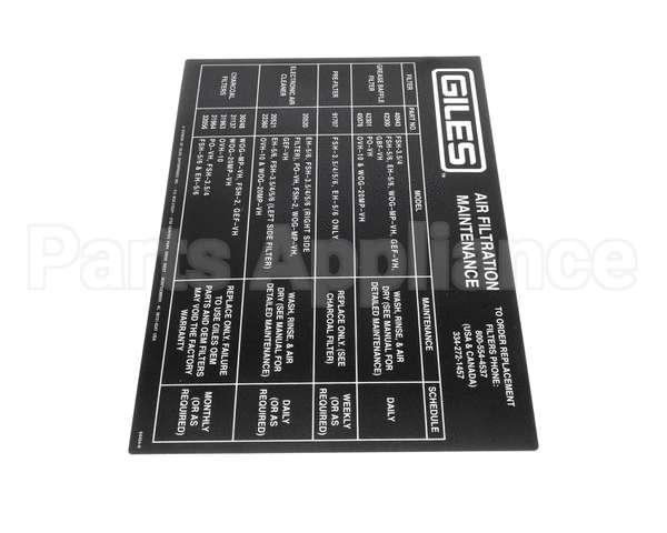 64454 Giles Label, Air Filter Maintenance, Vh Units