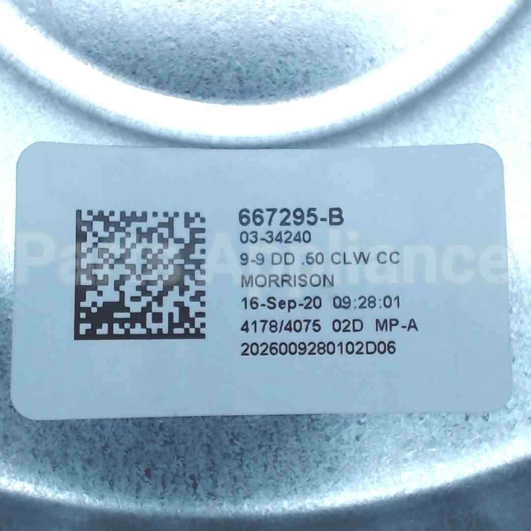 667295R Nordyne 9"X9" 1/2"Bore Cw Blwr Wheel