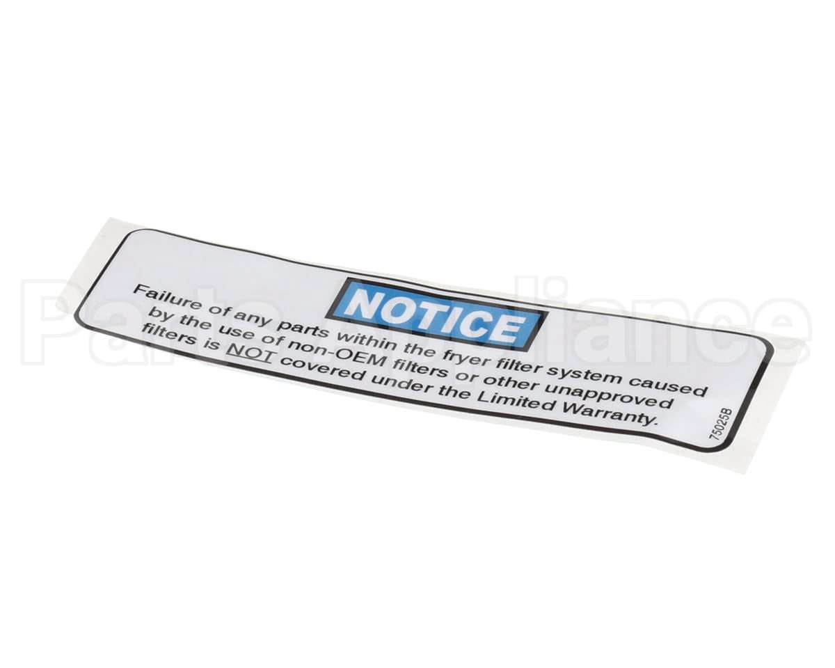 75025 Henny Penny Label - Filter Notice