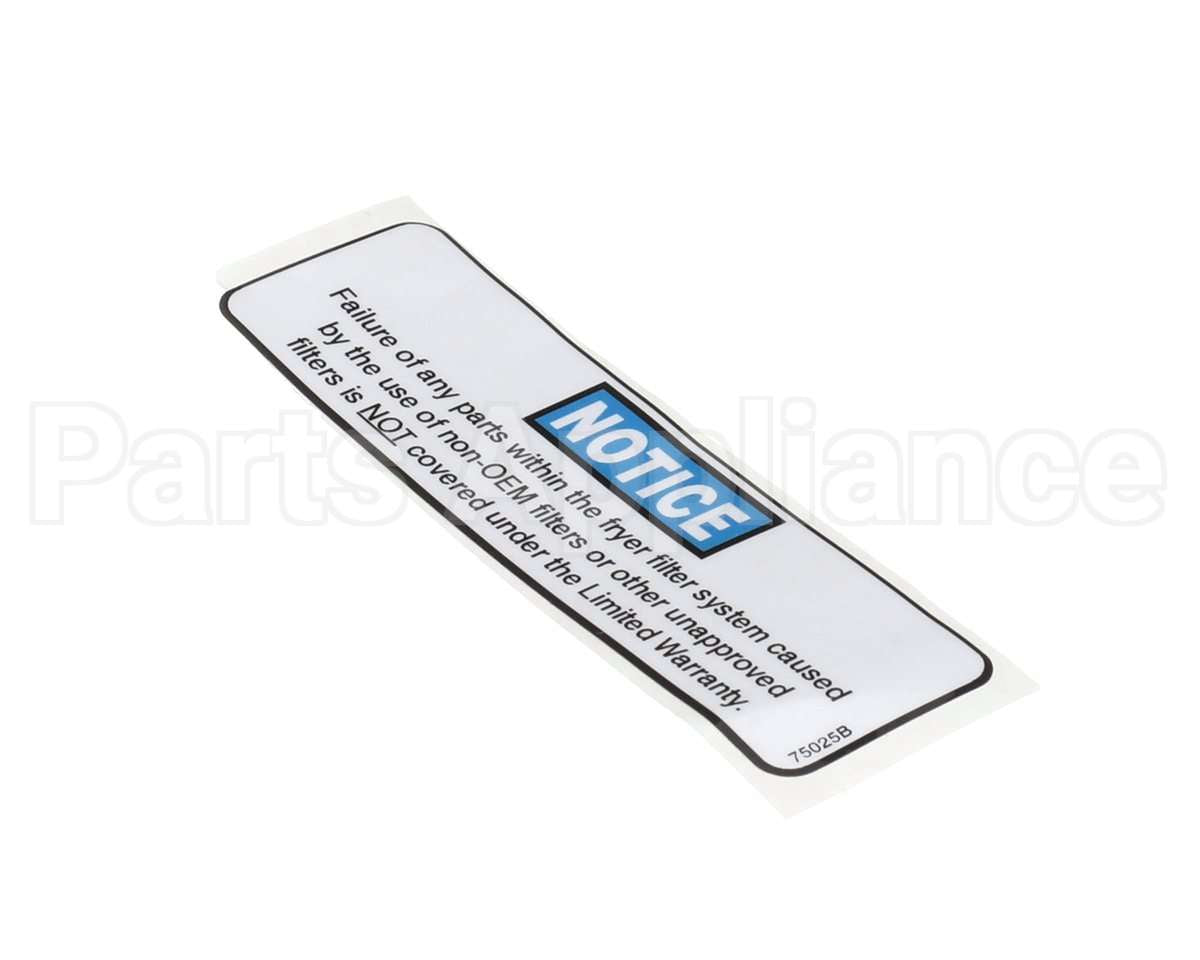 75025 Henny Penny Label - Filter Notice
