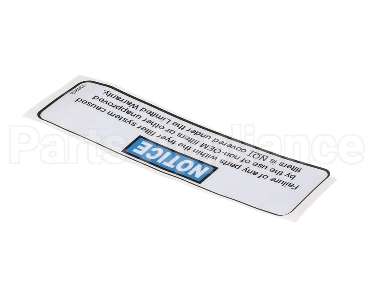 75025 Henny Penny Label - Filter Notice