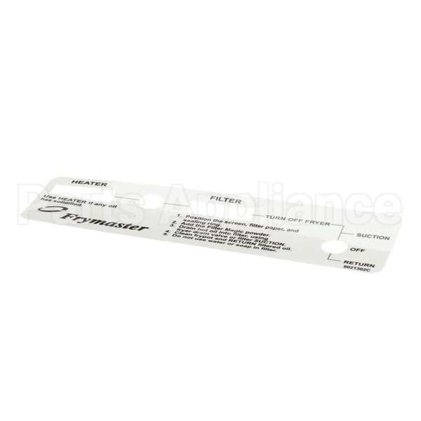 8021302 Compatible Frymaster Label, Pf Frymster Switc H Plate