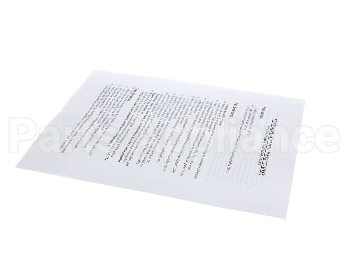 84913 Grindmaster Cecilware Instructions, Kit, Burr Replacement