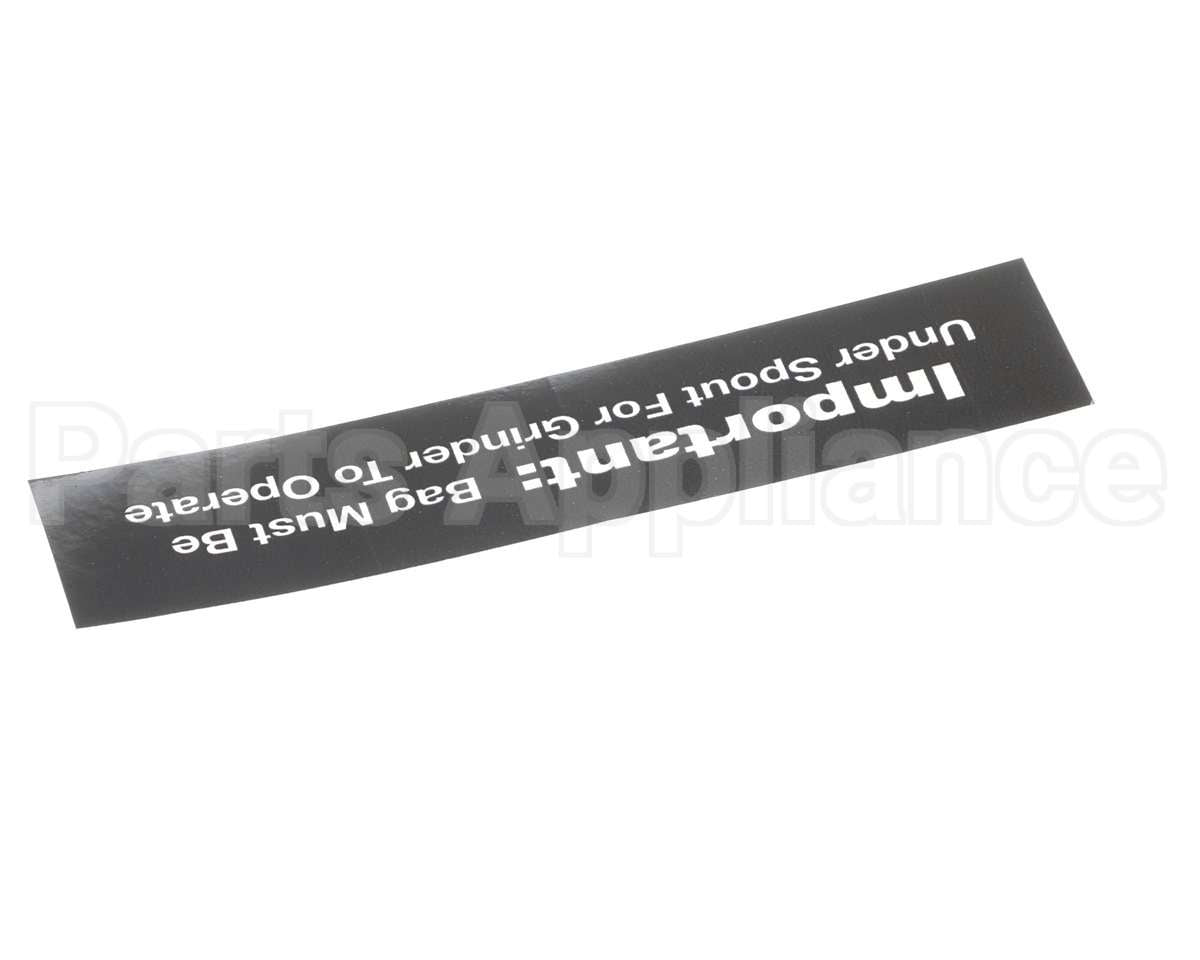 84967 Grindmaster Cecilware Decal, 800 Bag Under Spout