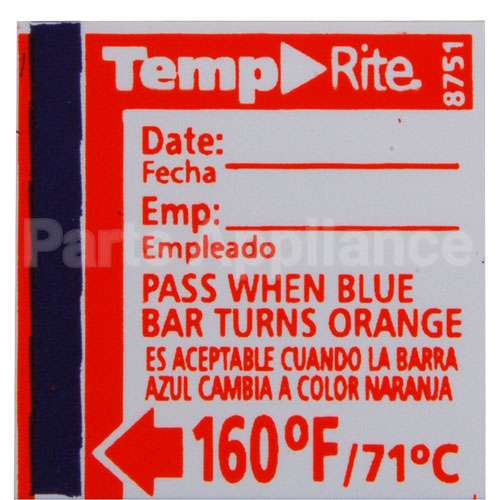 8751 Compatible Taylor Thermometer Label, Temperature, 160F