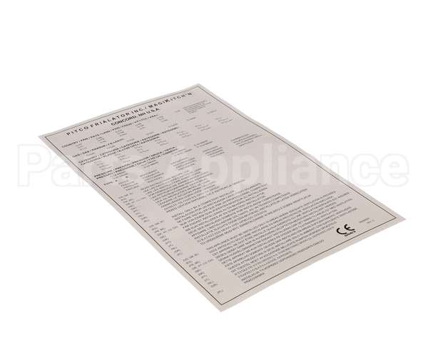 A6064501 Pitco Label,Data Pkging Ce