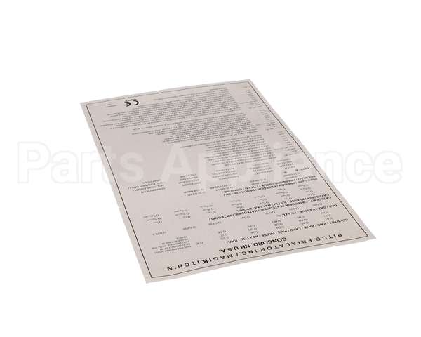 A6064501 Pitco Label,Data Pkging Ce