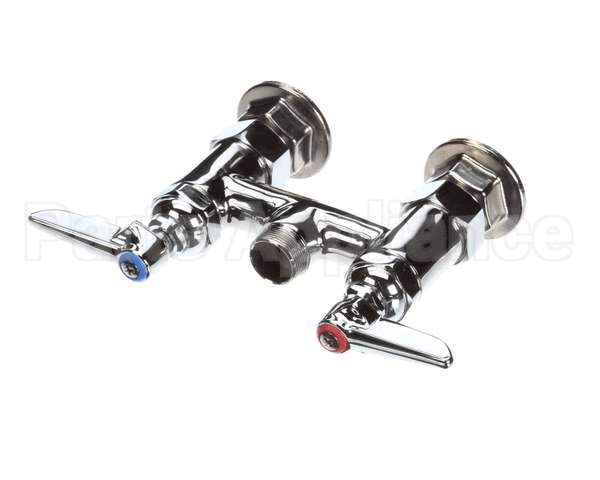 B-0225-LN T&S Brass Double Pantry Base Faucet, Swivel Outlet
