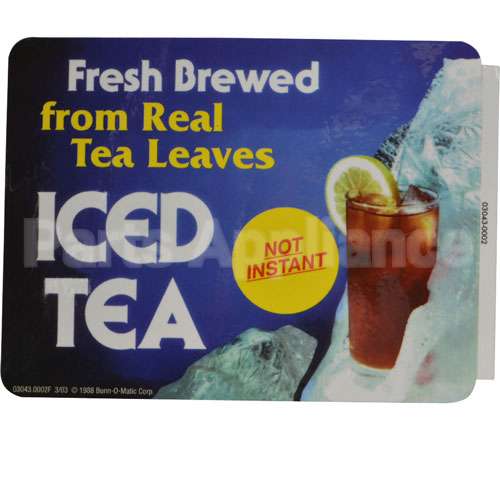 BU3043.0002 Compatible Bunn Decal, Iced Tea (Fresh Brewed)