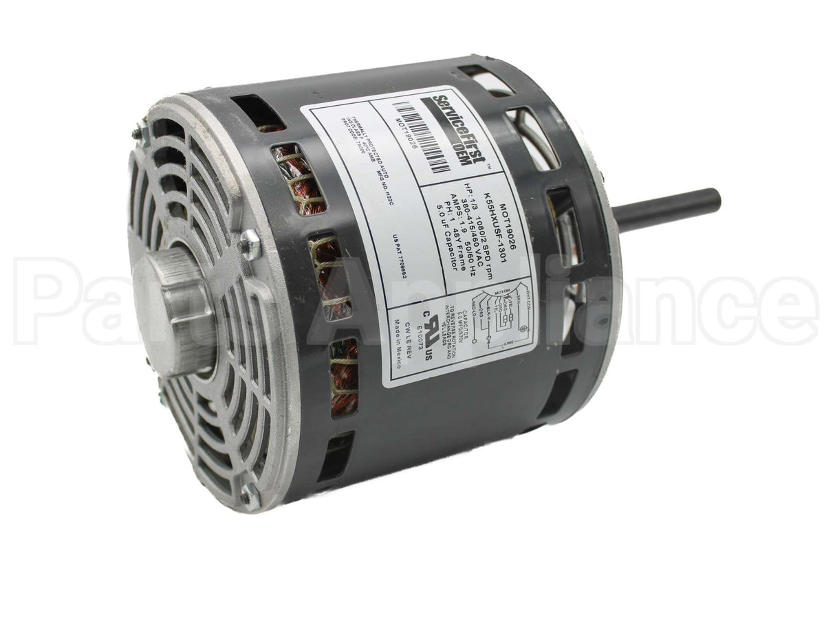 MOT19026 Trane 460V1Ph 1/3Hp 1080Rpm 2Spd Mtr