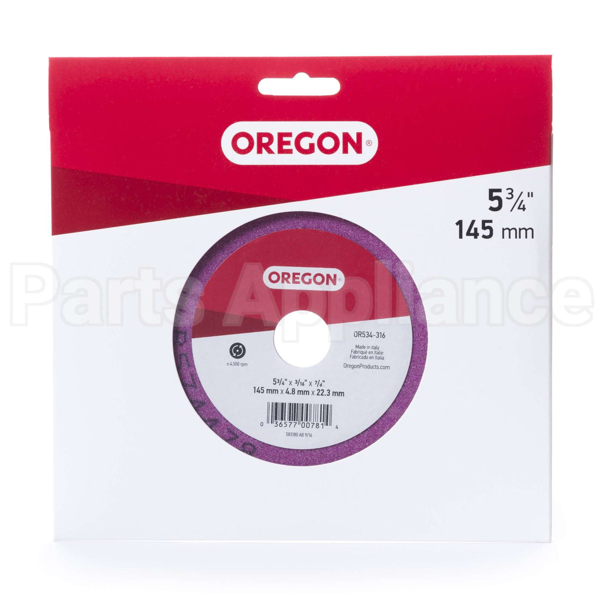 OR534-316A Oregon Grinding Wheel (3/16) Carded