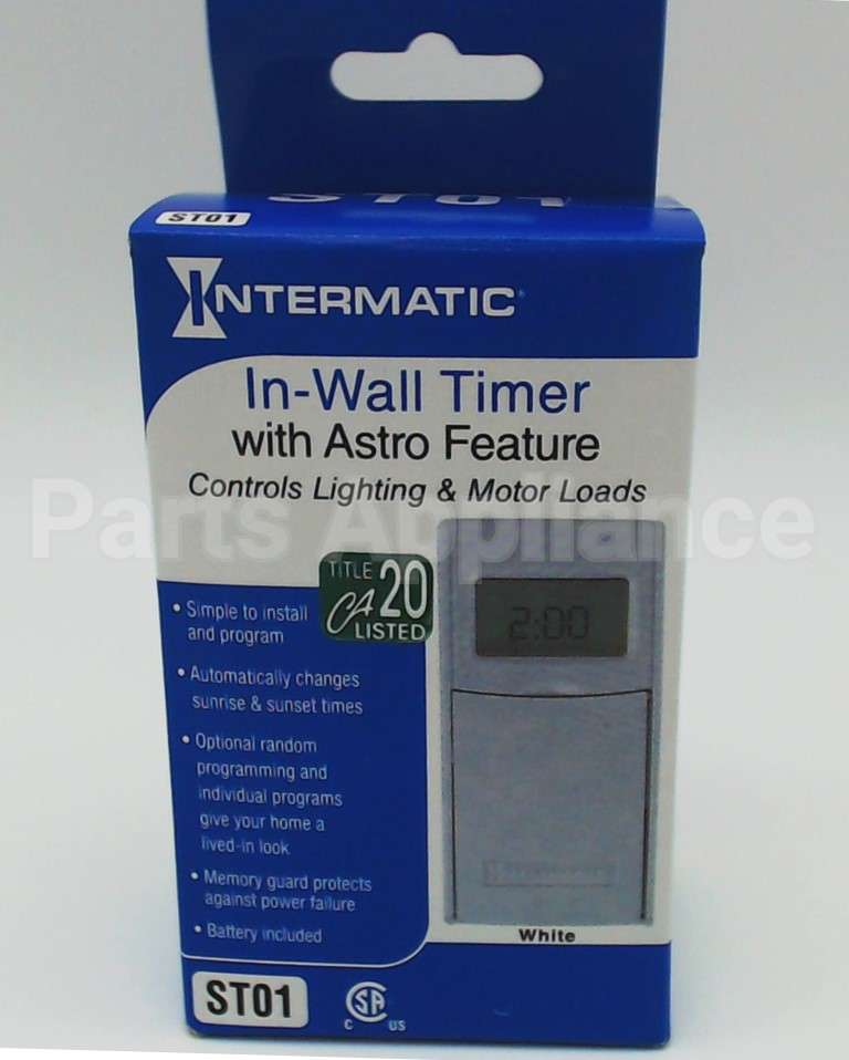 ST01 Intermatic 42On/Off Ops Wht In-Wall Timer