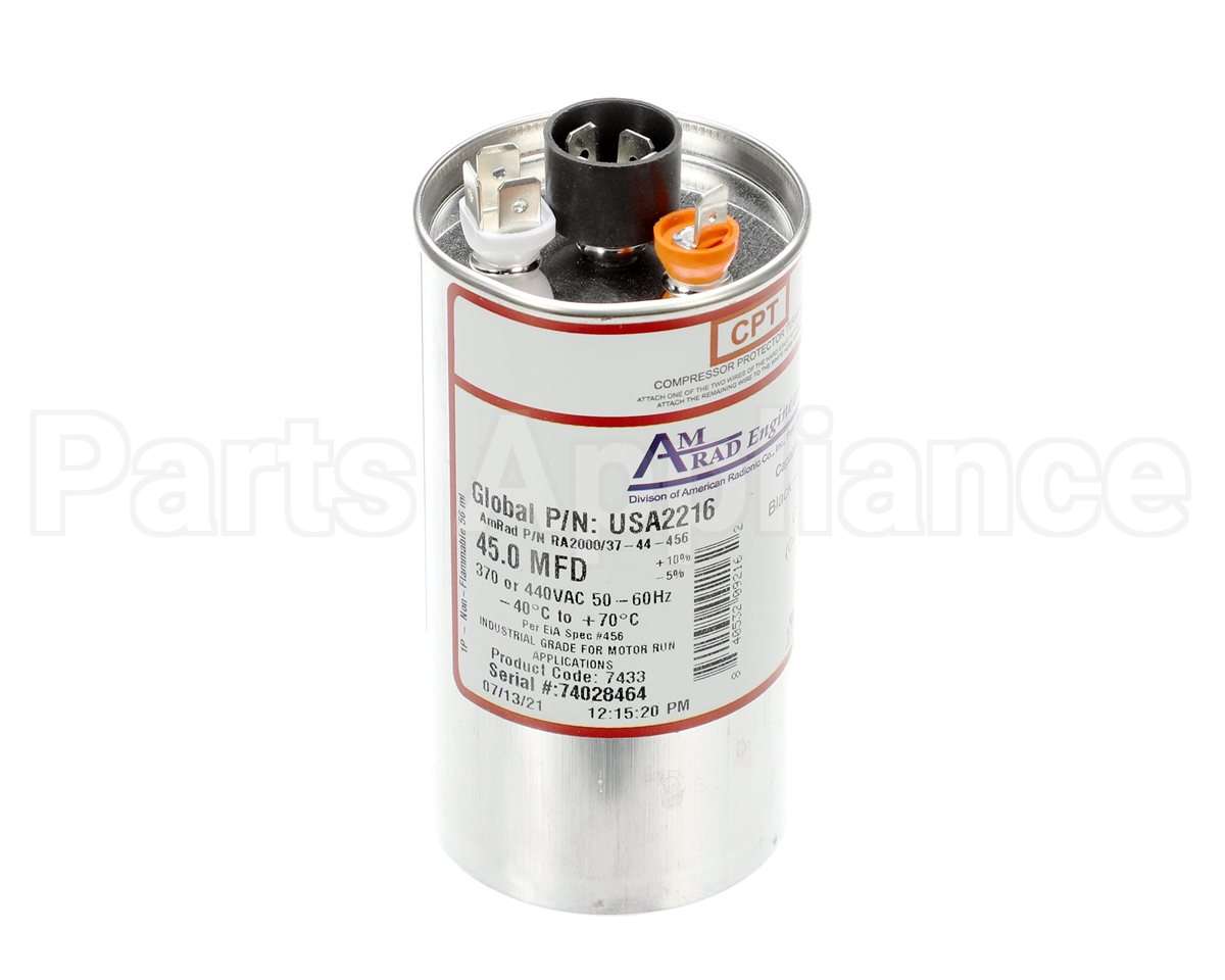 USA2216 Trane Capacitor; 45Mfd 370/440V Round Usa Made
