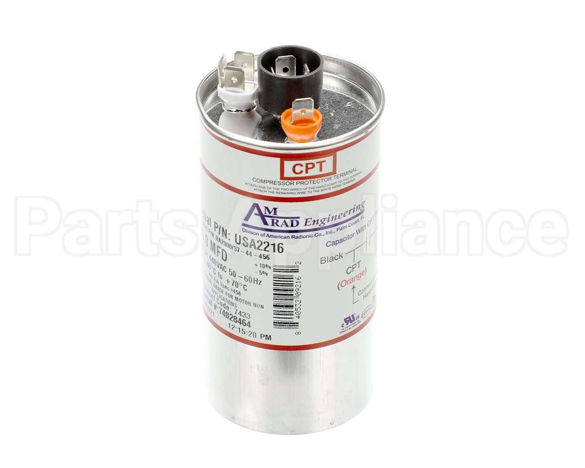 USA2216 Trane Capacitor; 45Mfd 370/440V Round Usa Made