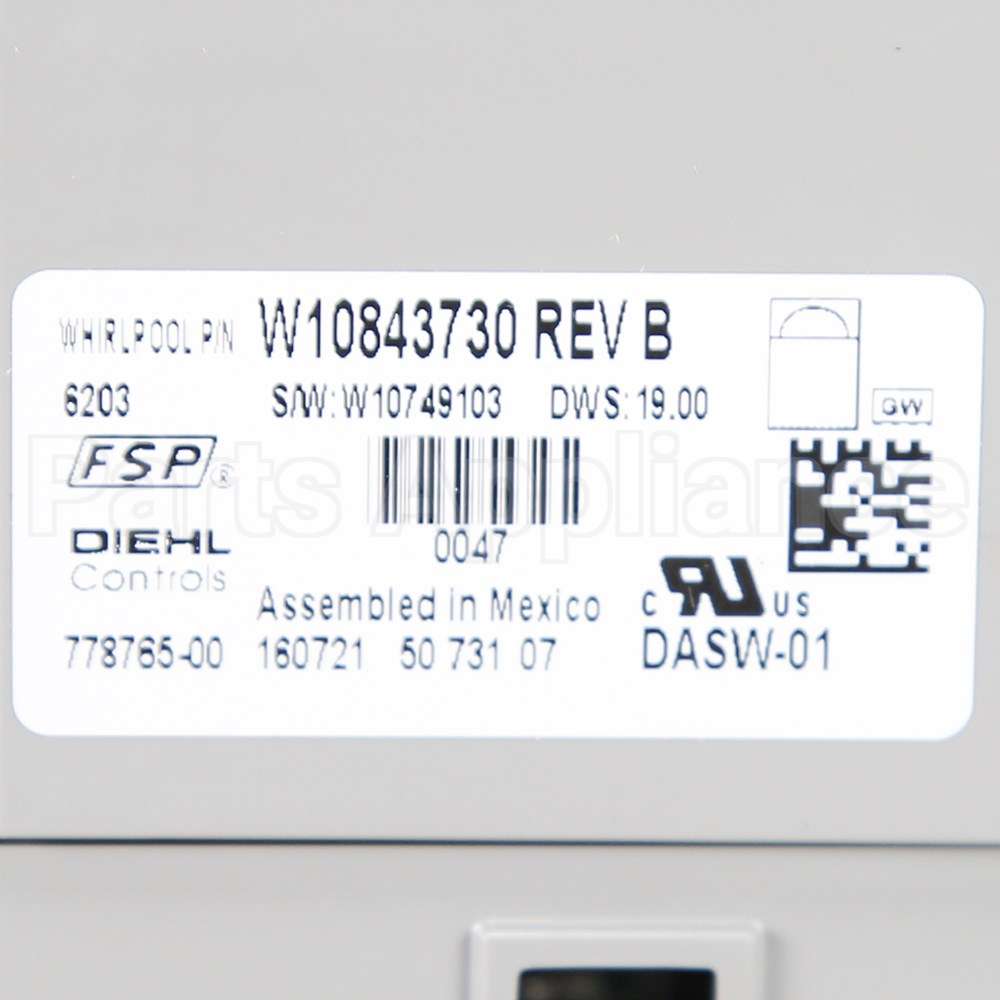 W10874259 Whirlpool Cntrl-Elec