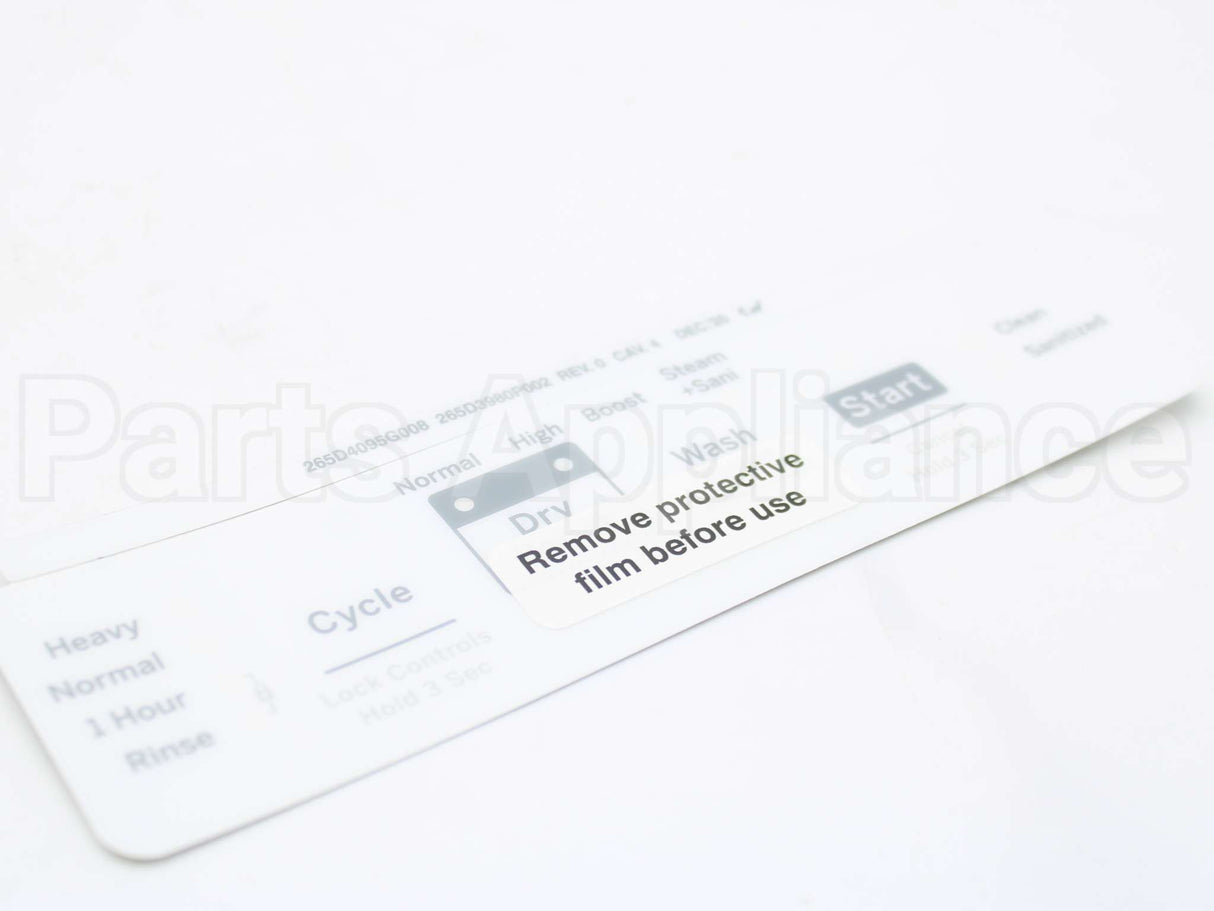 WD34X27904 GE White Control Panel Overlay