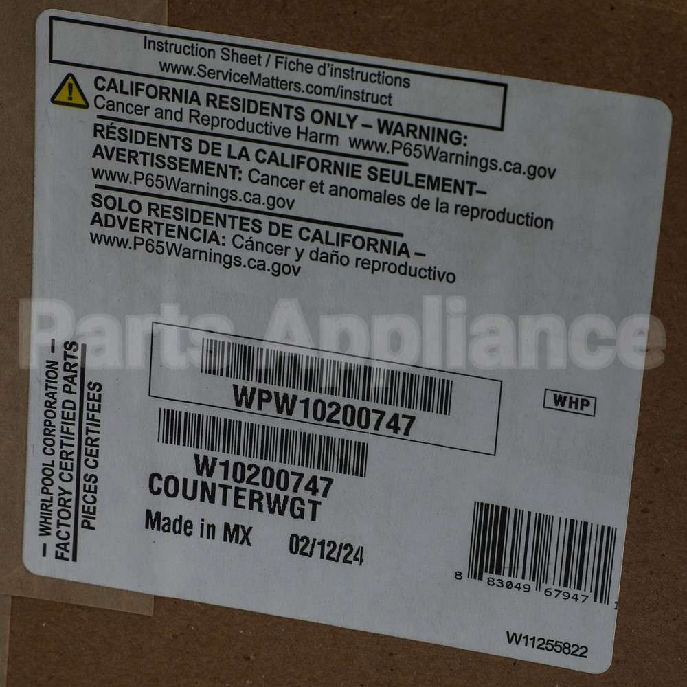 WPW10200747 Whirlpool Counterwgt